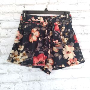 Agaci Shorts Womens Small Blue Floral High Rise Pleated Bow Boho Cottagecore